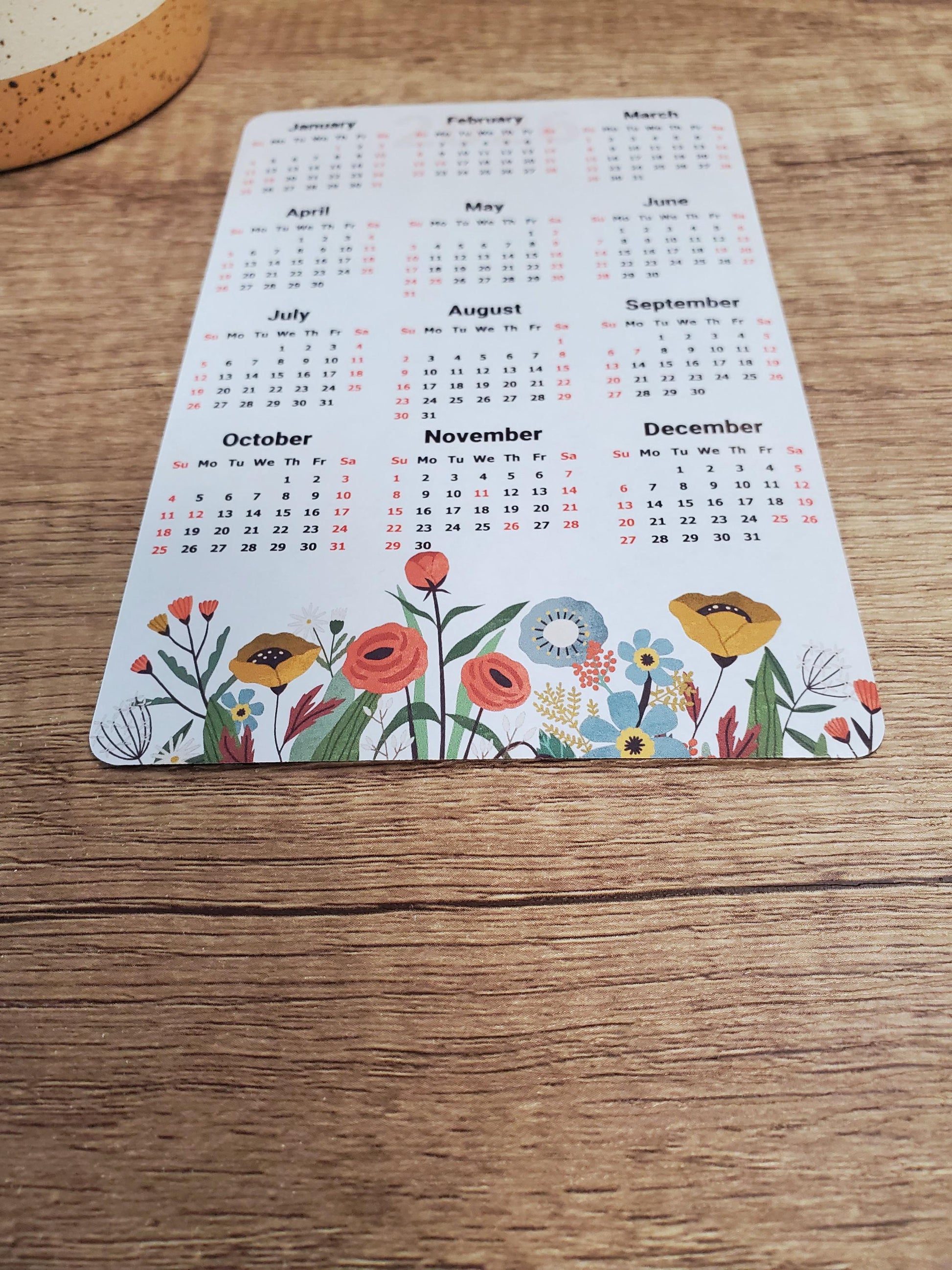 Wildflowers Calendar Magnet 4" x 6" Start On Any Month | Year at a Glance Magnet Calendar for Fridge | Glossy Finish
