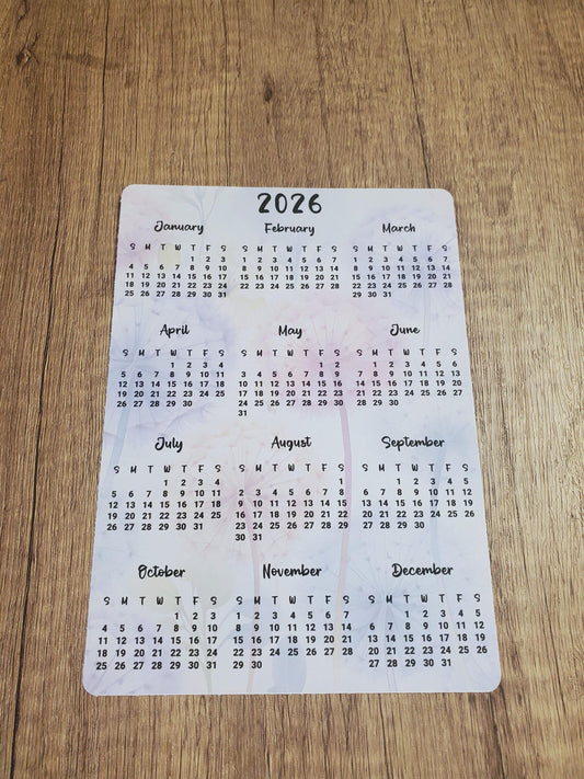 Year At A Glance Calendar Sticker Dandelion Design