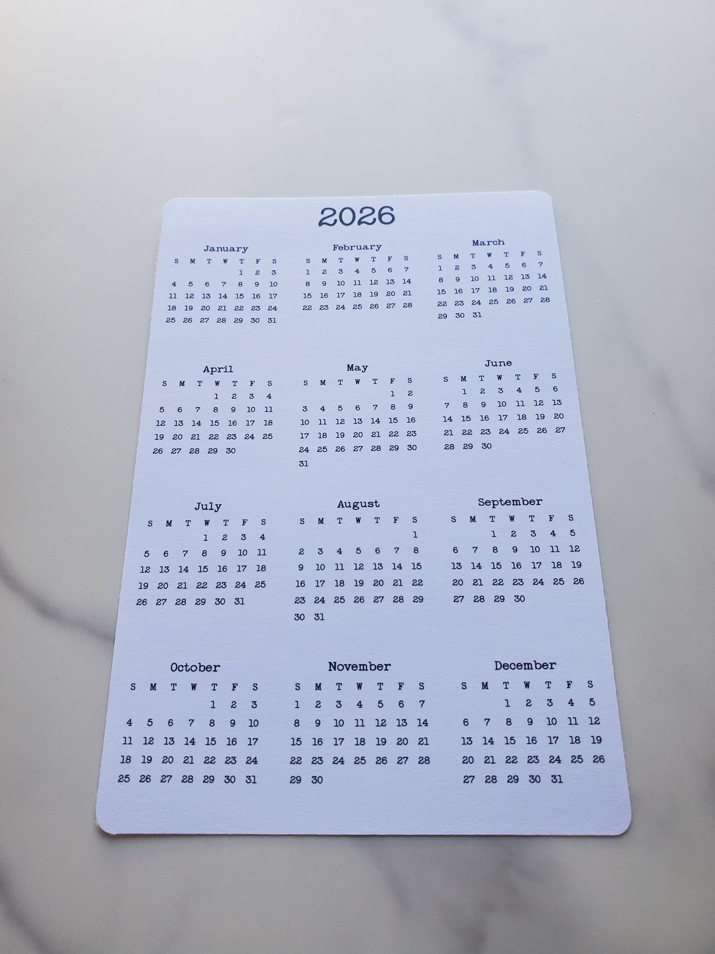 Year At A Glance Calendar Sticker - 4" x 6"