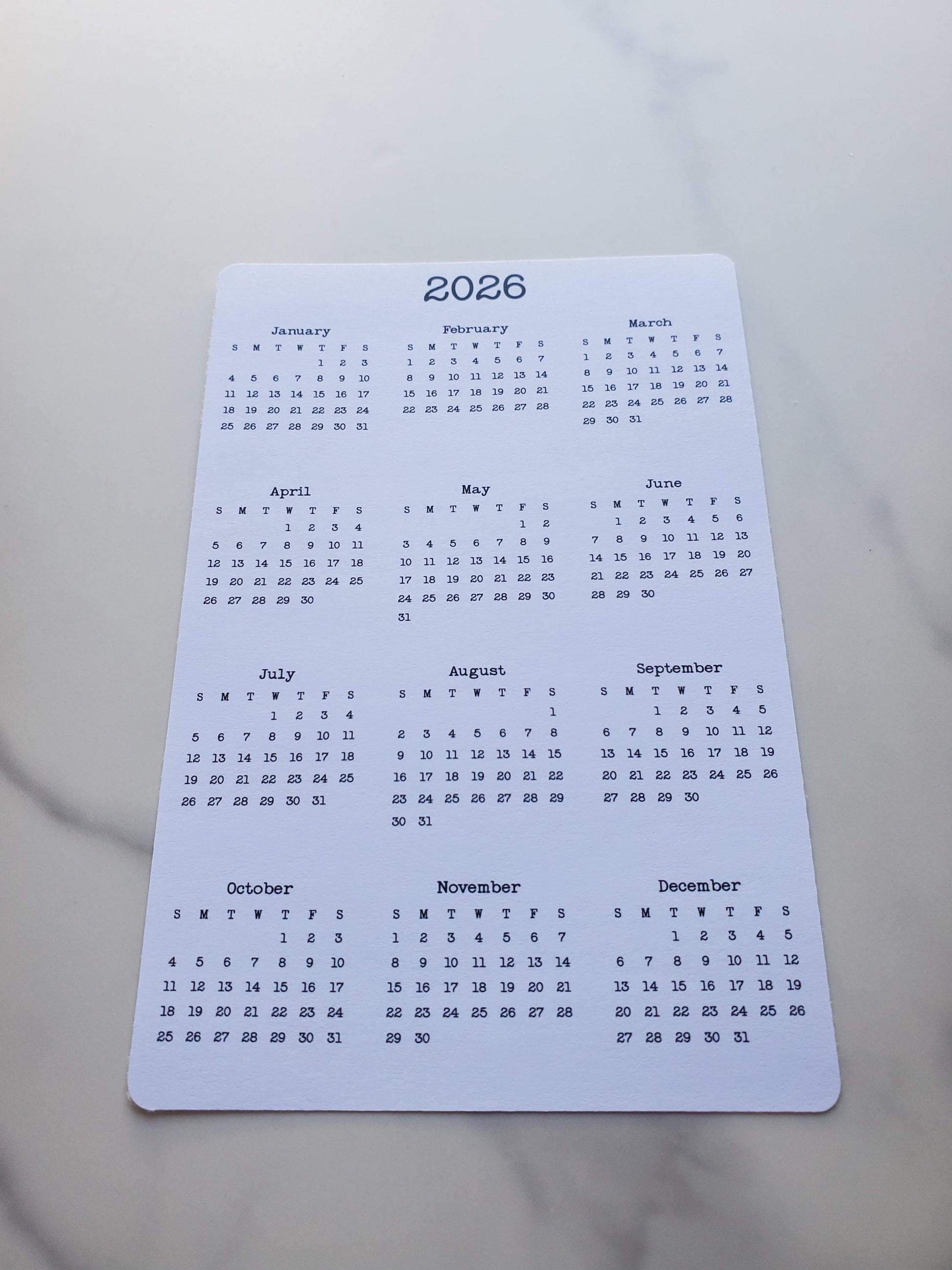 Year At A Glance Calendar Sticker - 4" x 6"