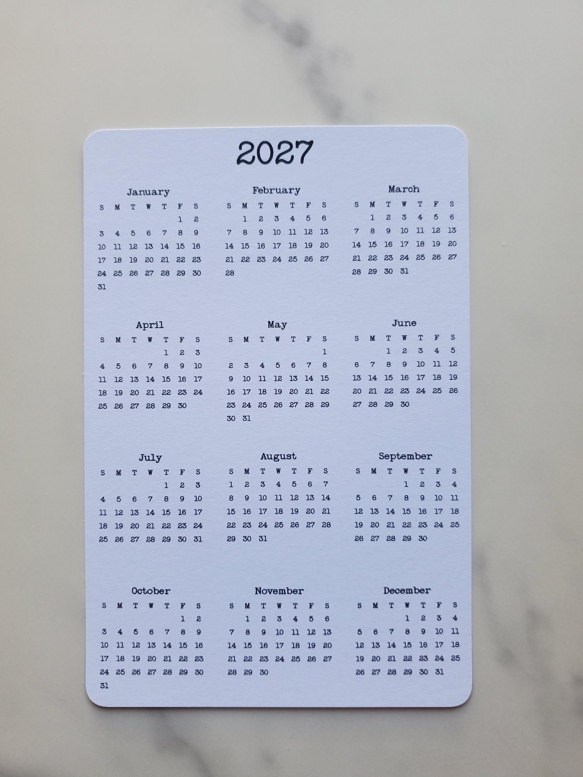 Year At A Glance Cardstock Calendar 4" x 6"