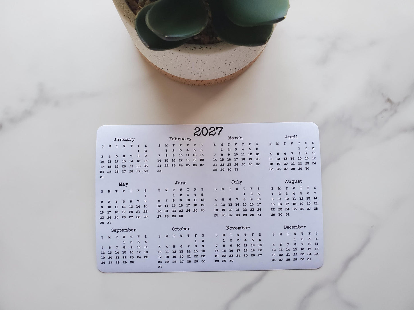 Landscape Calendar Magnet 6" x 4" Start On Any Month | Year at a Glance | Magnetic Calendar, Magnet Calendar for Fridge | Glossy Finish