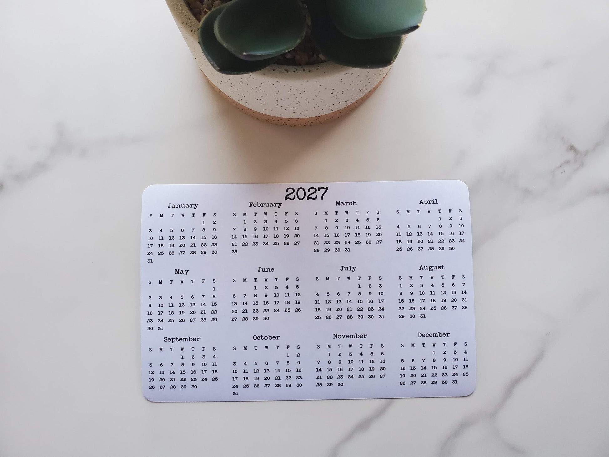 Landscape Calendar Magnet 6" x 4" Start On Any Month | Year at a Glance | Magnetic Calendar, Magnet Calendar for Fridge | Glossy Finish