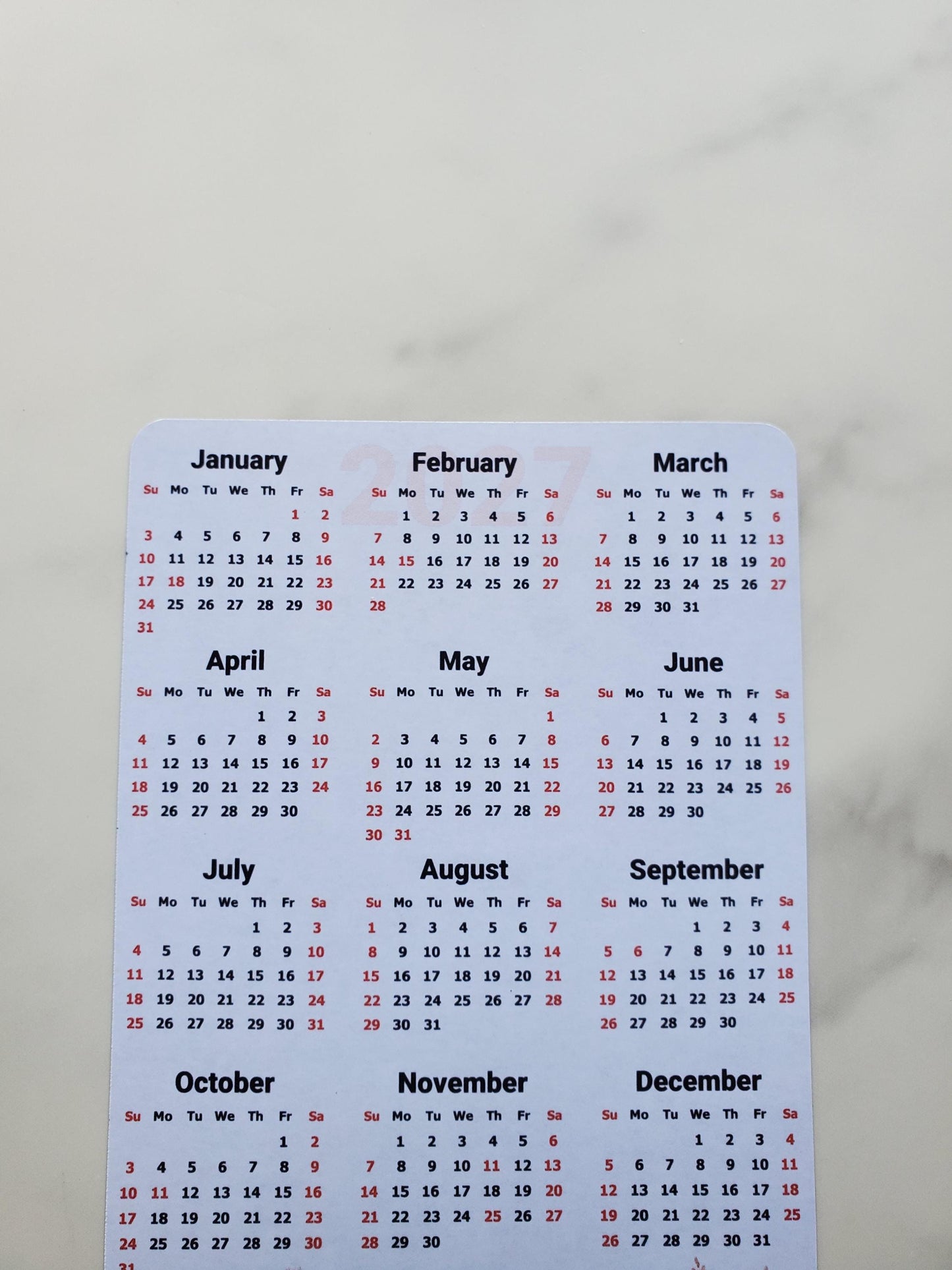 Watercolor Flowers Calendar Magnet 4" x 6" Start On Any Month | Year at a Glance | Glossy Magnetic Calendar for Fridge