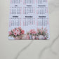 Watercolor Flowers Calendar Magnet 4" x 6" Start On Any Month | Year at a Glance | Glossy Magnetic Calendar for Fridge