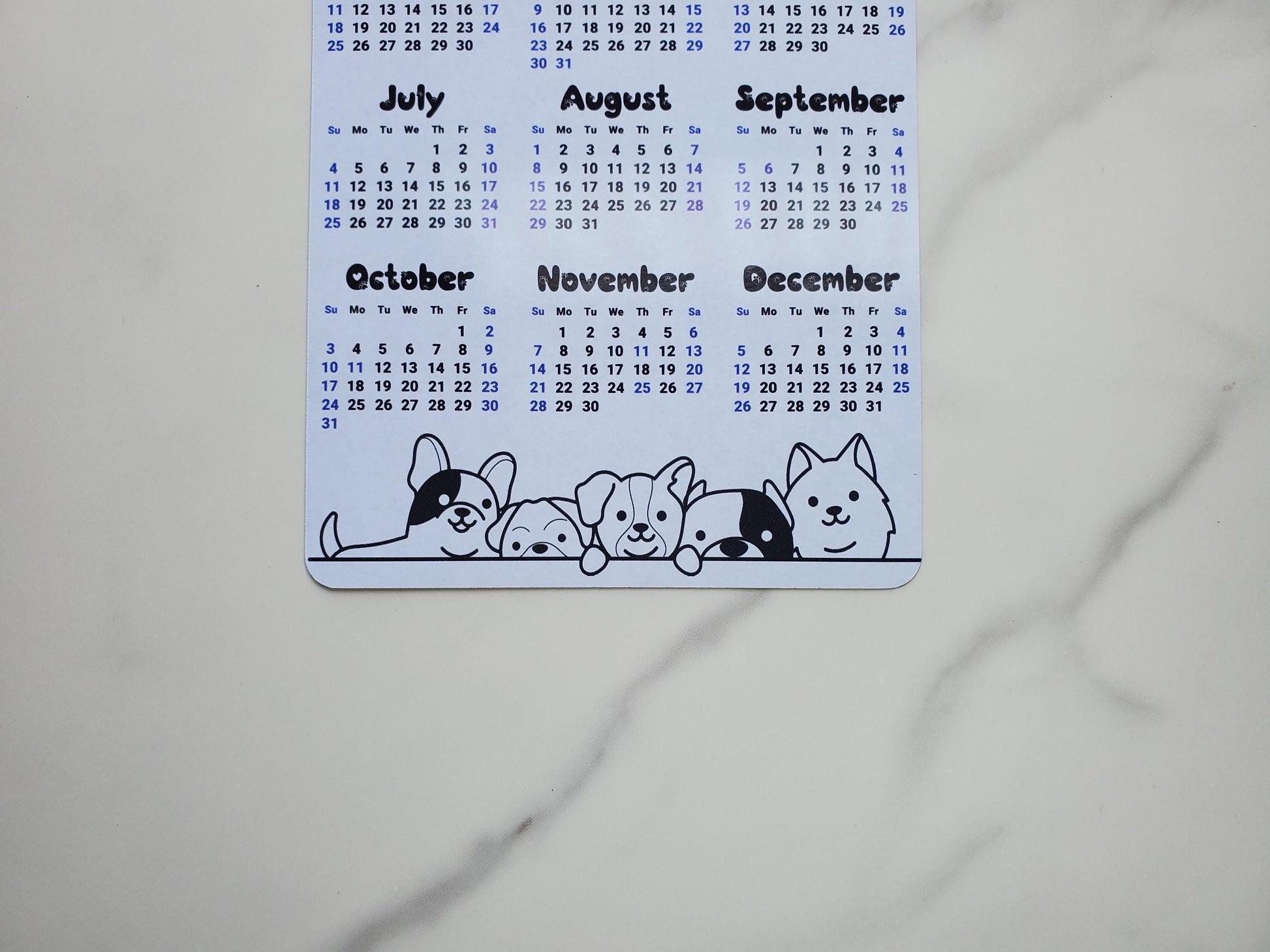 Dog Lover Calendar Magnet 4" x 6" Start On Any Month | Year at a Glance | Magnet Calendar for Fridge | Glossy Finish