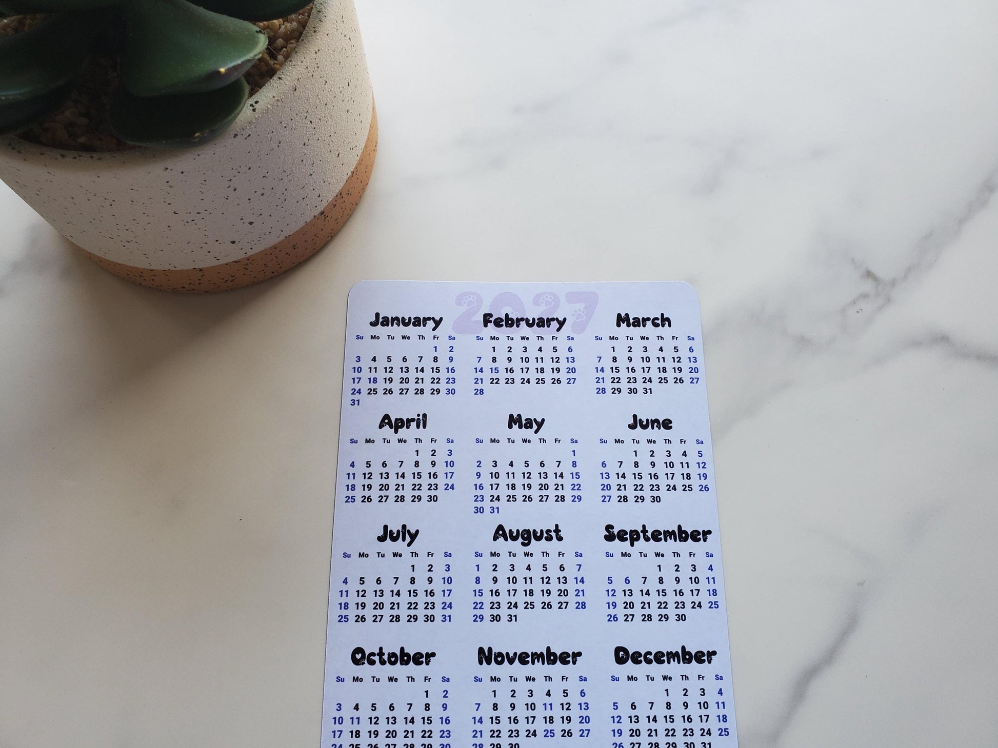 Dog Lover Calendar Magnet 4" x 6" Start On Any Month | Year at a Glance | Magnet Calendar for Fridge | Glossy Finish