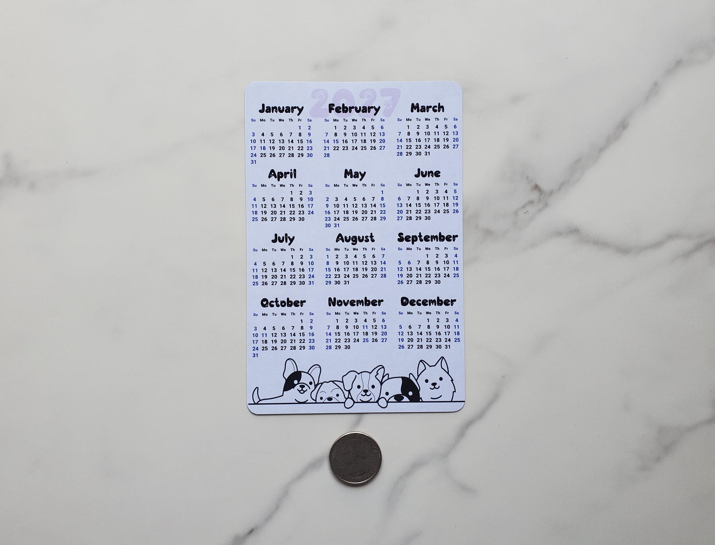 Dog Lover Calendar Magnet 4" x 6" Start On Any Month | Year at a Glance | Magnet Calendar for Fridge | Glossy Finish