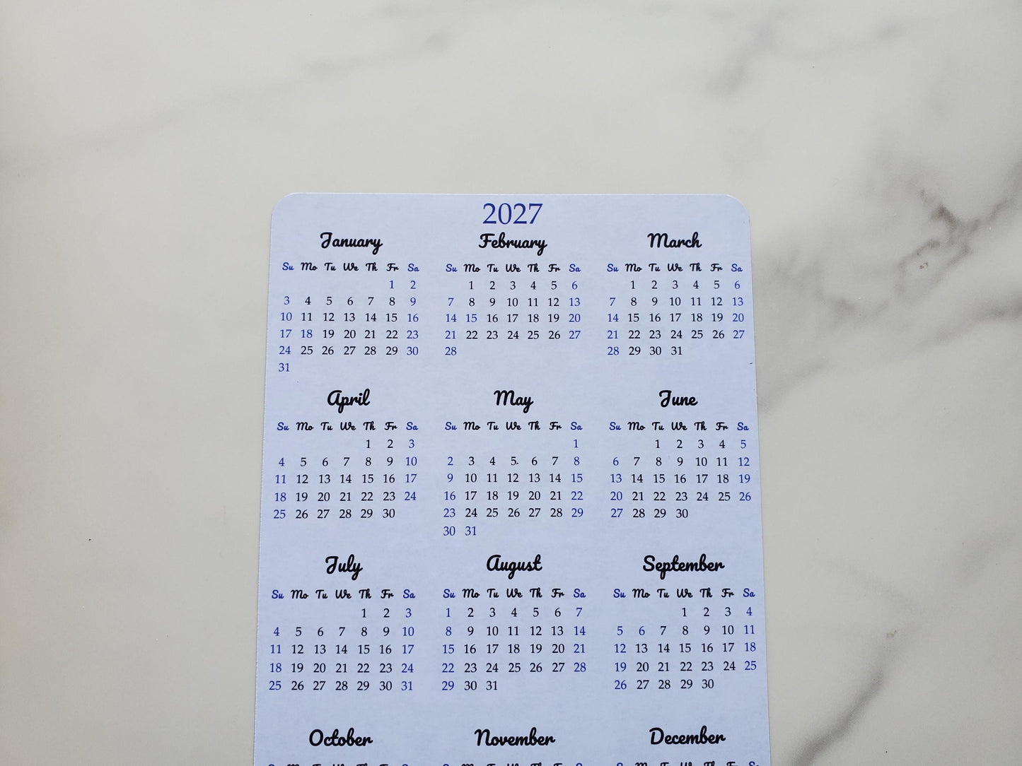 Calendar Magnet 4" x 6" With Mountain Design Start On Any Month | Year at a Glance | Magnetic Calendar for Fridge