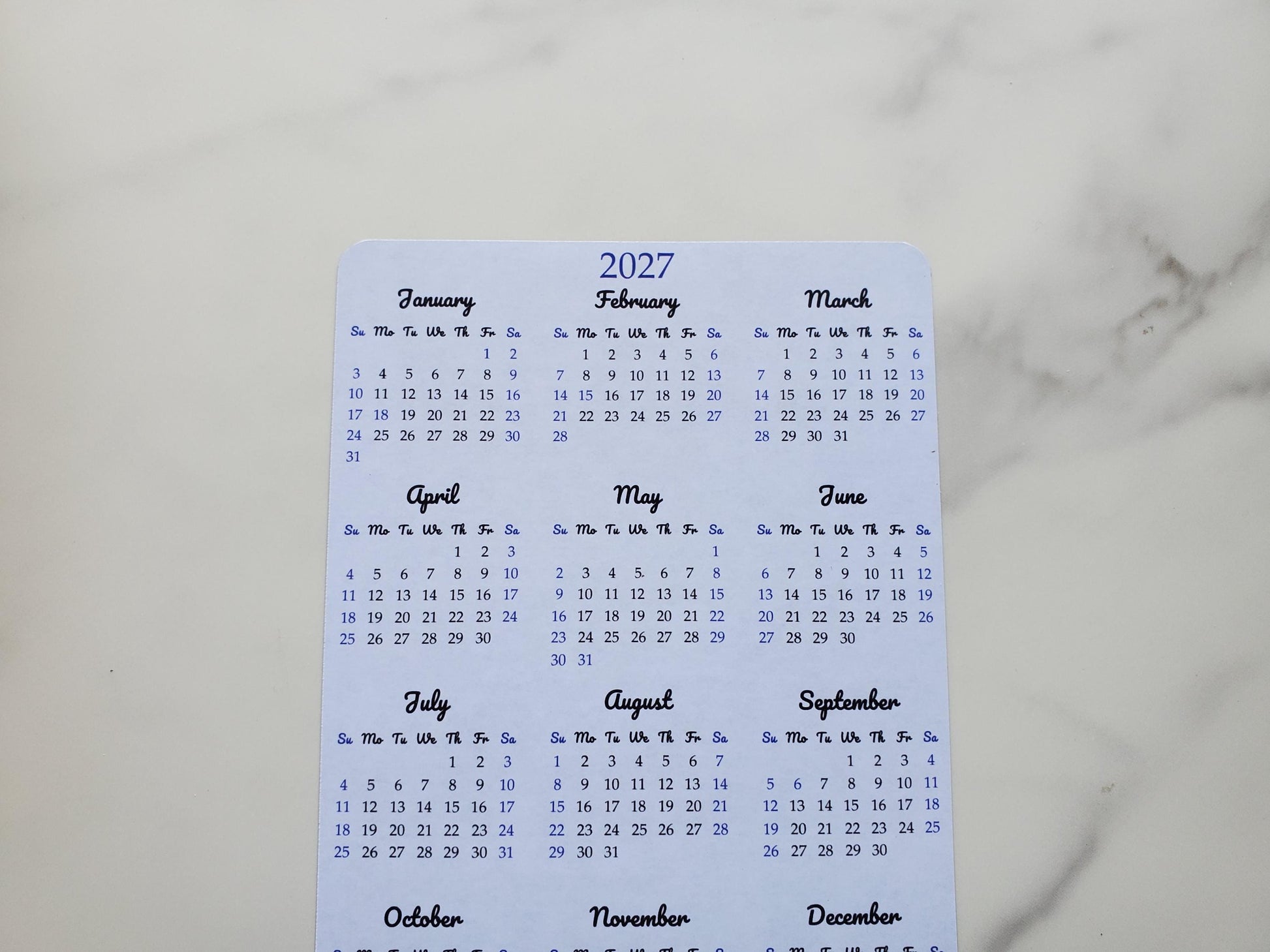 Calendar Magnet 4" x 6" With Mountain Design Start On Any Month | Year at a Glance | Magnetic Calendar for Fridge