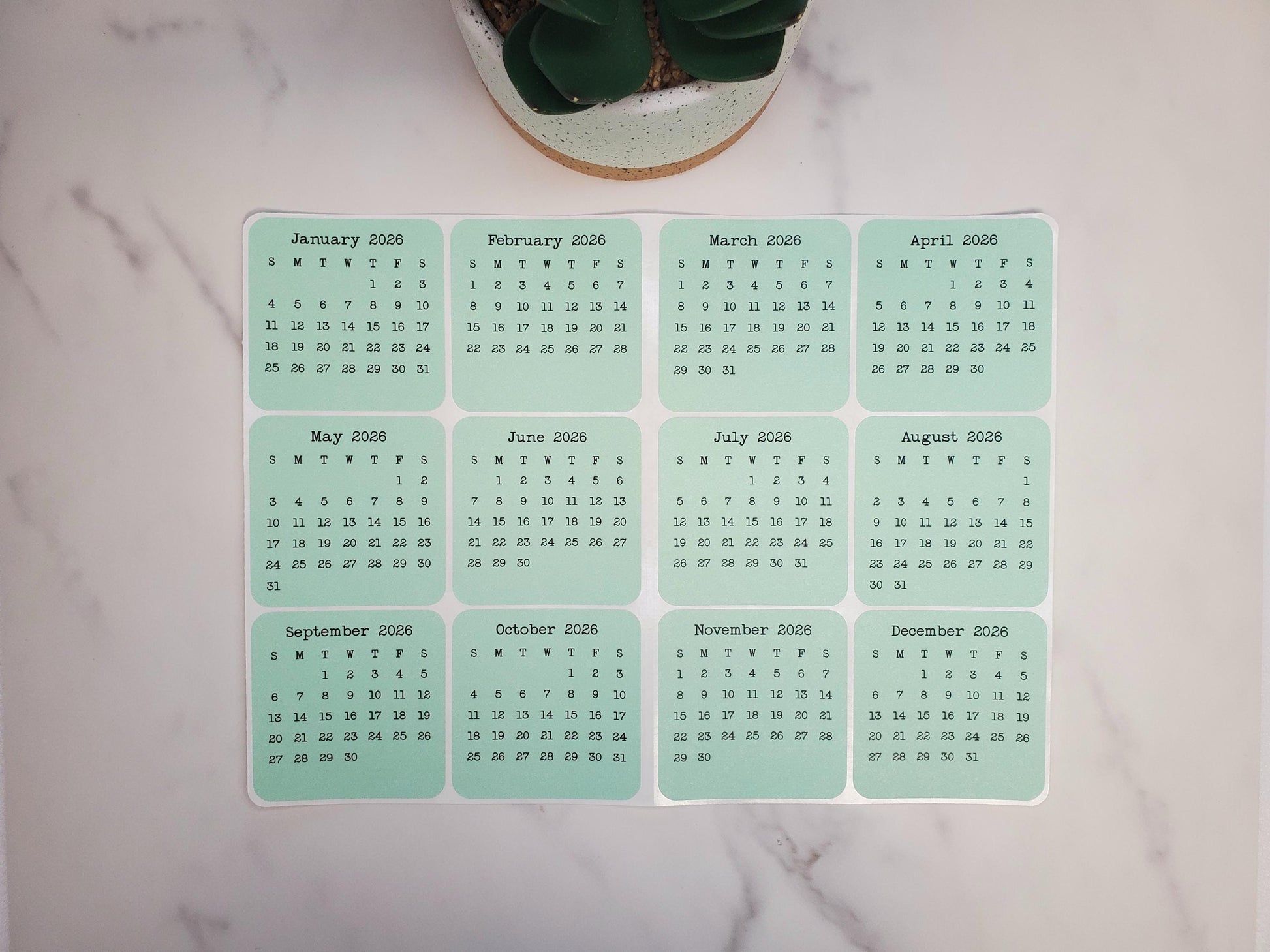 Mini Calendar Stickers