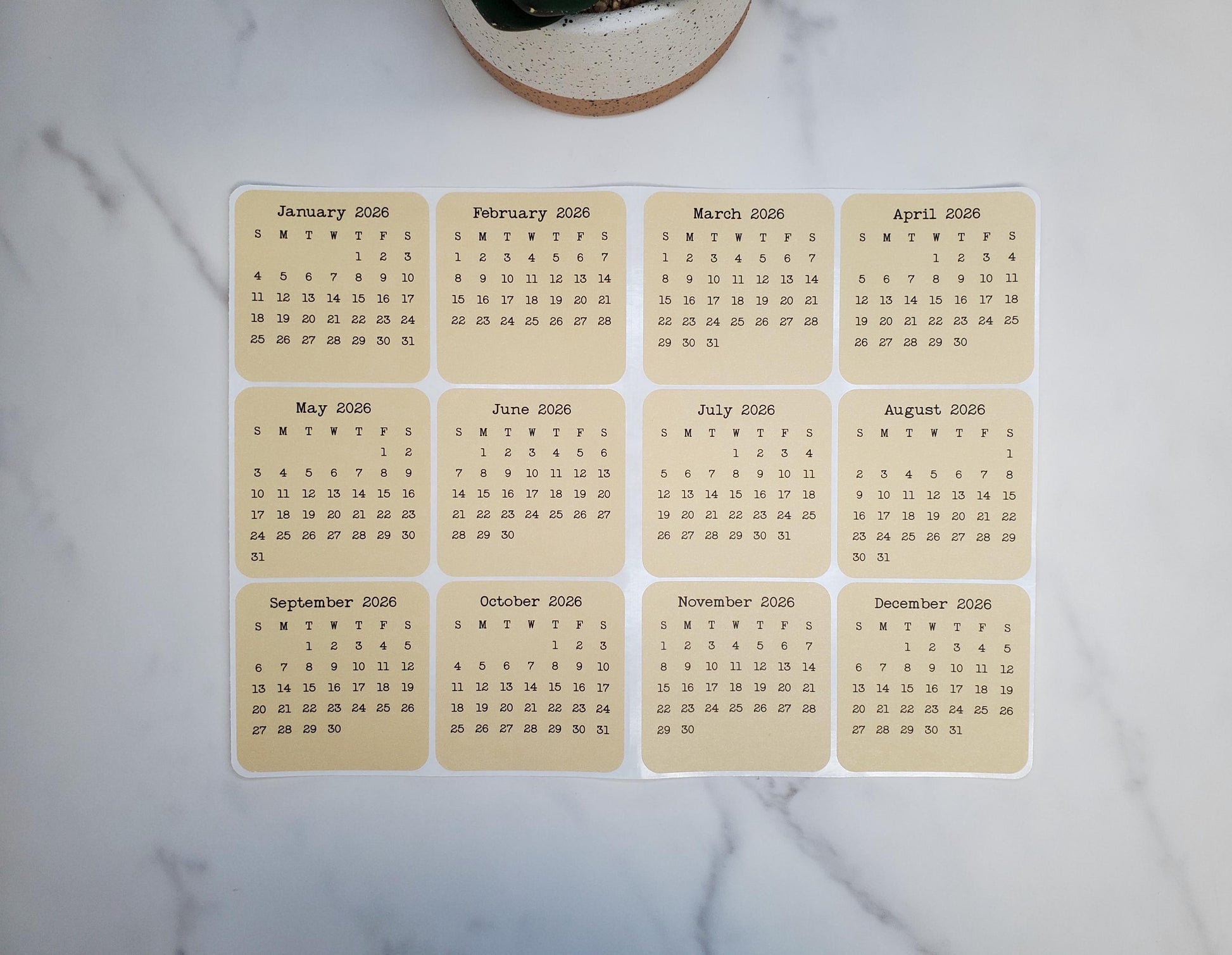 Mini Calendar Stickers