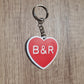 Custom 3D Printed Heart Keychain with First Name Initials | Includes Metal Keyring
