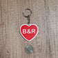 Custom 3D Printed Heart Keychain with First Name Initials | Includes Metal Keyring