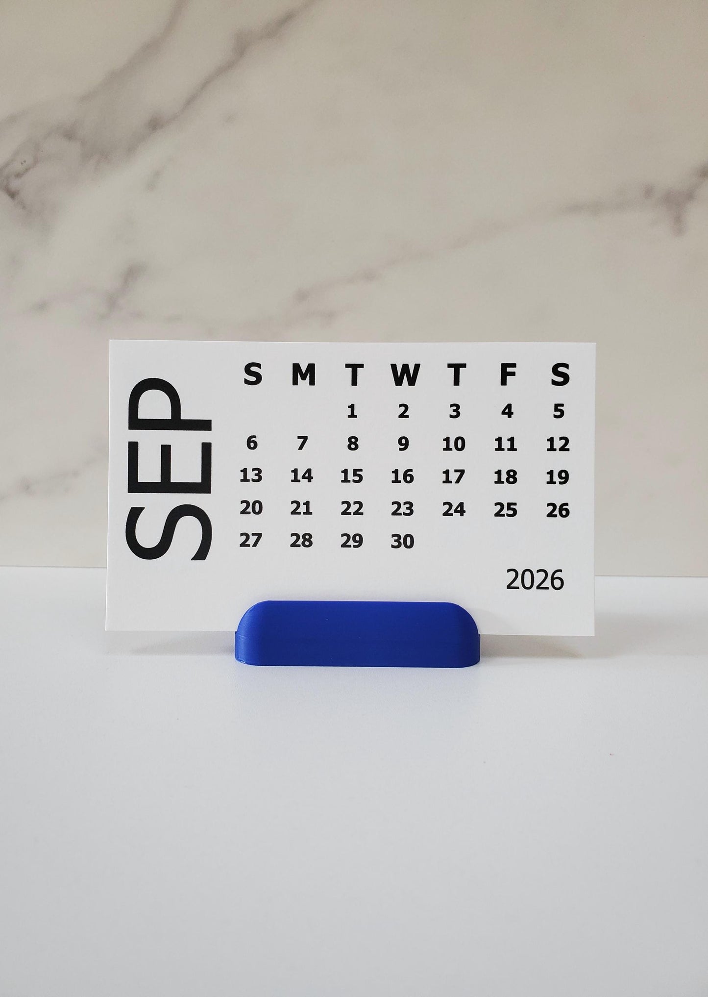 Small Bold Desk Calendar With Optional Stand | Cardstock Calendar | Start On Any Month | 5" x 3"