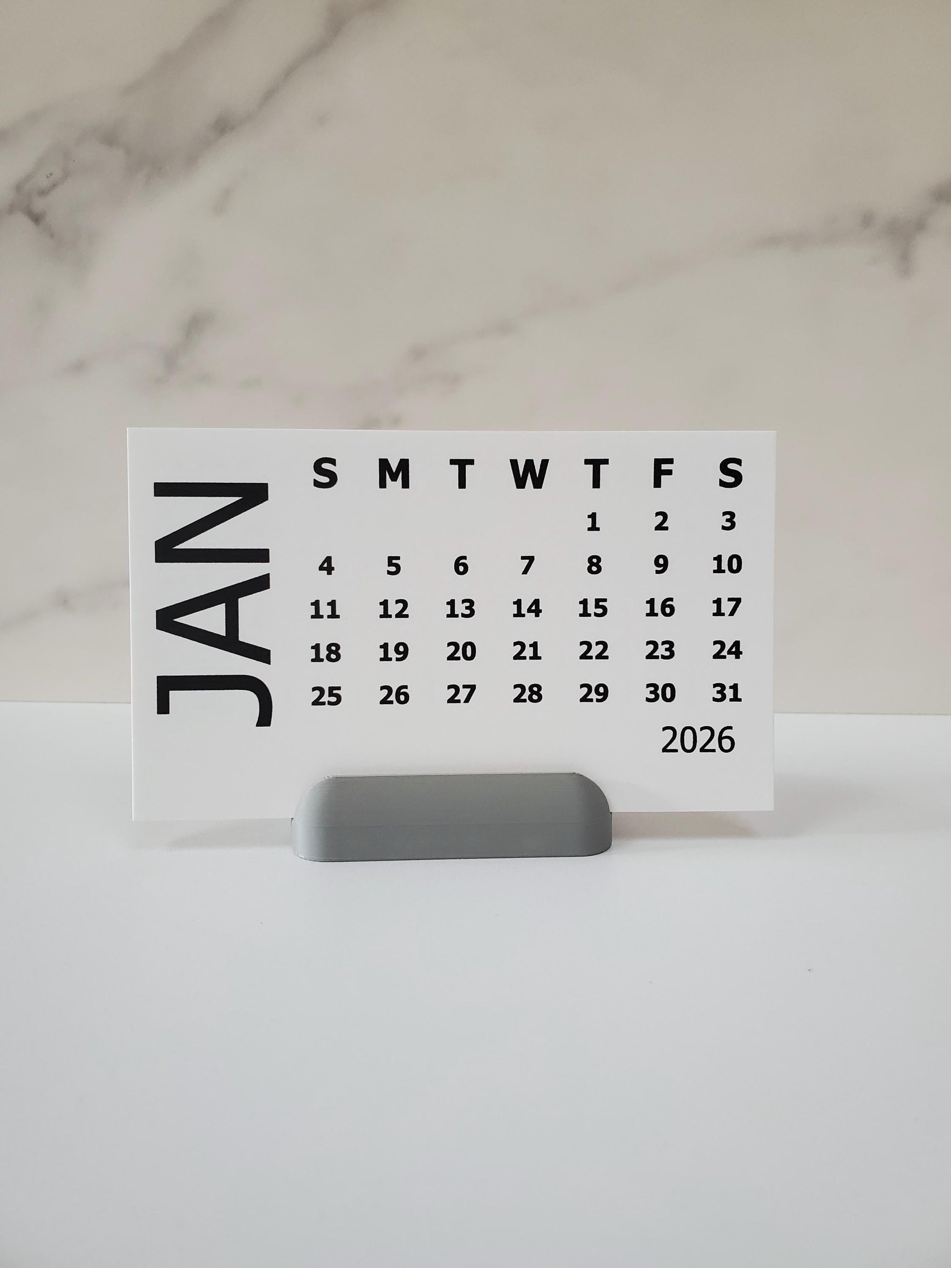 Small Bold Desk Calendar With Optional Stand | Cardstock Calendar | Start On Any Month | 5" x 3"