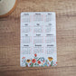 Wildflowers Calendar Magnet 4" x 6" Start On Any Month | Year at a Glance Magnet Calendar for Fridge | Glossy Finish