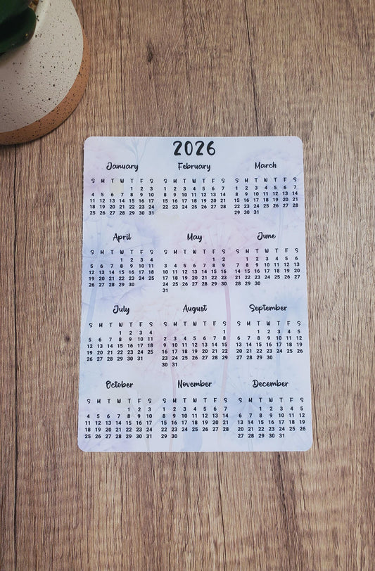 Year At A Glance Calendar Sticker Dandelion Design