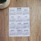 Year At A Glance Calendar Sticker Flower Background A