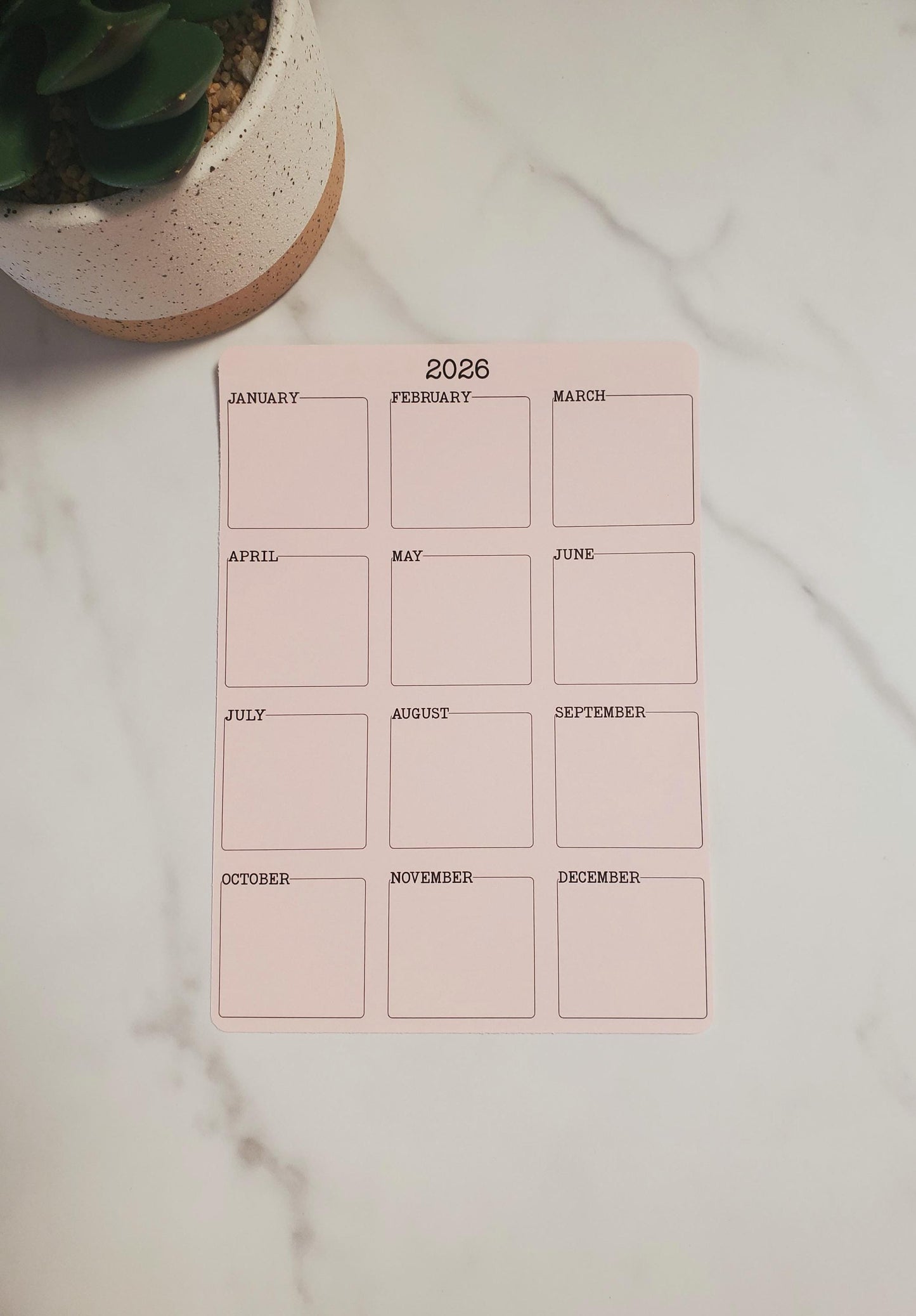 Yearly Overview Minimalist Sticker | 5" x 7"