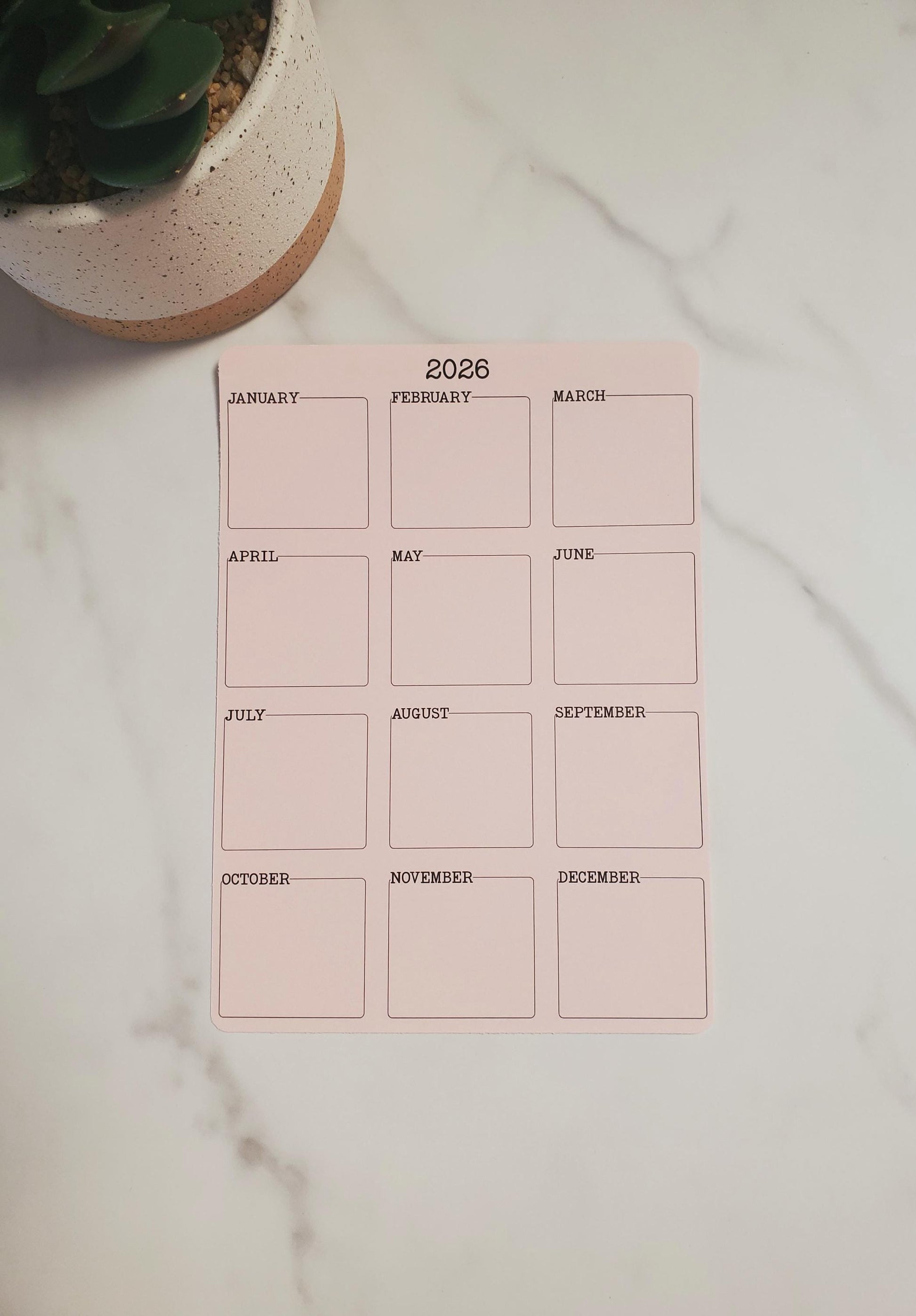 Yearly Overview Minimalist Sticker | 5" x 7"
