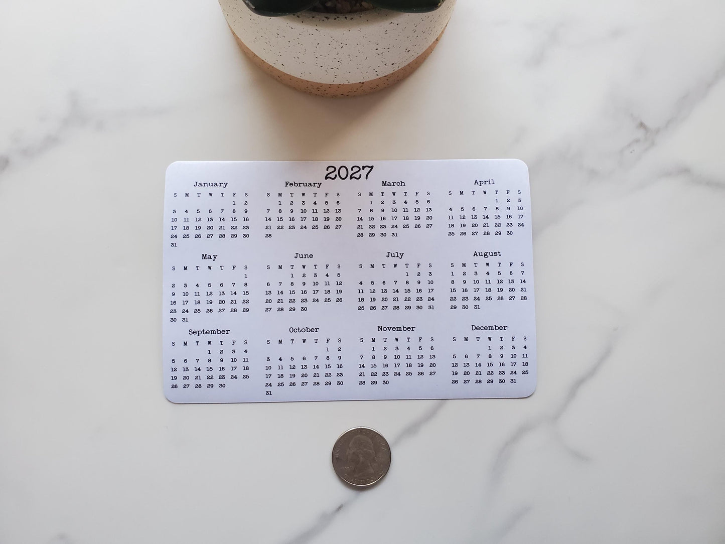 Landscape Calendar Magnet 6" x 4" Start On Any Month | Year at a Glance | Magnetic Calendar, Magnet Calendar for Fridge | Glossy Finish