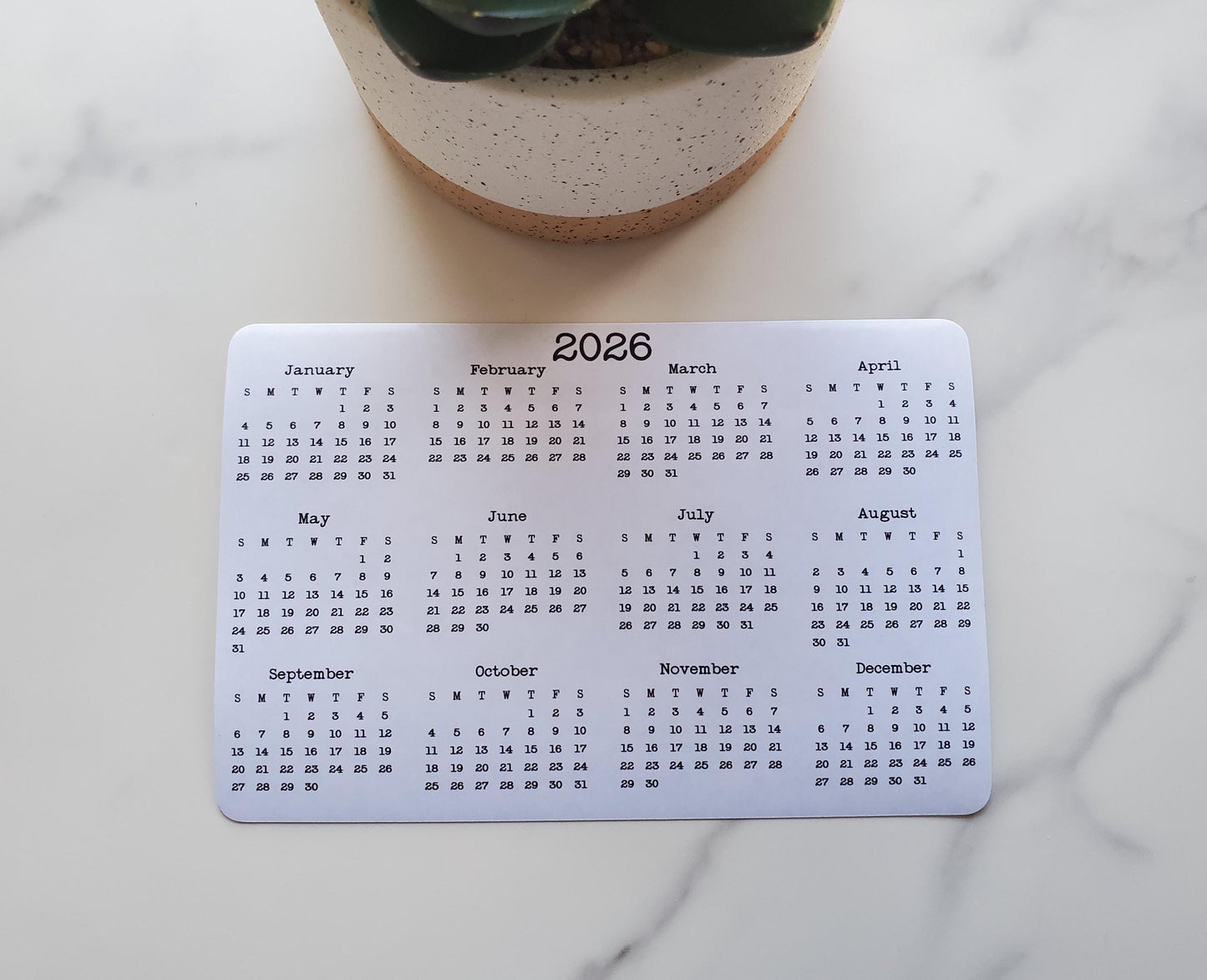 Landscape Calendar Magnet 6" x 4" Start On Any Month | Year at a Glance | Magnetic Calendar, Magnet Calendar for Fridge | Glossy Finish