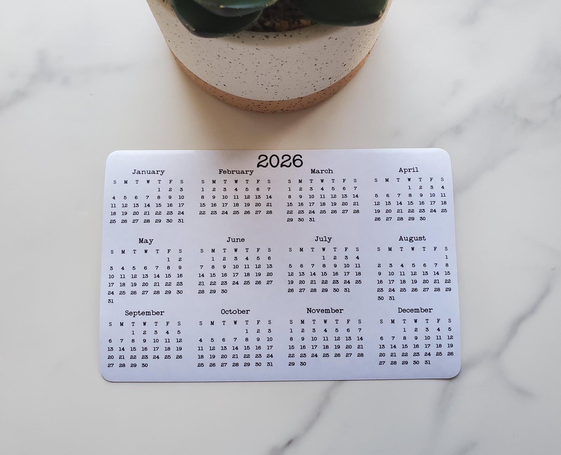 Landscape Calendar Magnet 6" x 4" Start On Any Month | Year at a Glance | Magnetic Calendar, Magnet Calendar for Fridge | Glossy Finish