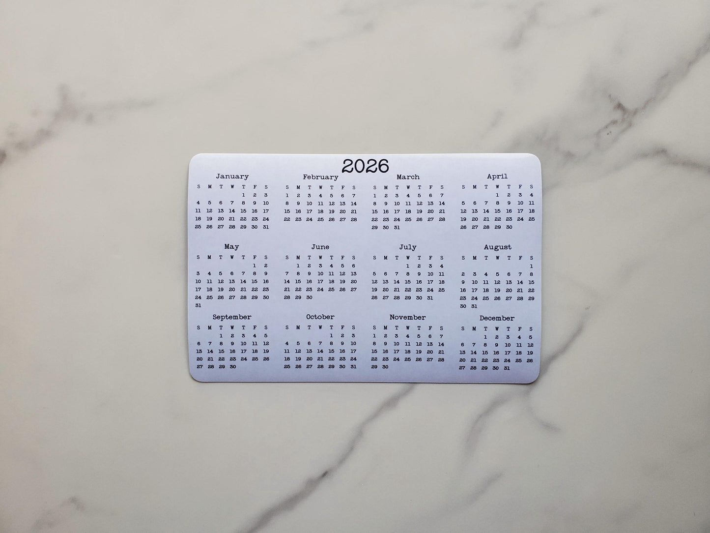 Landscape Calendar Magnet 6" x 4" Start On Any Month | Year at a Glance | Magnetic Calendar, Magnet Calendar for Fridge | Glossy Finish