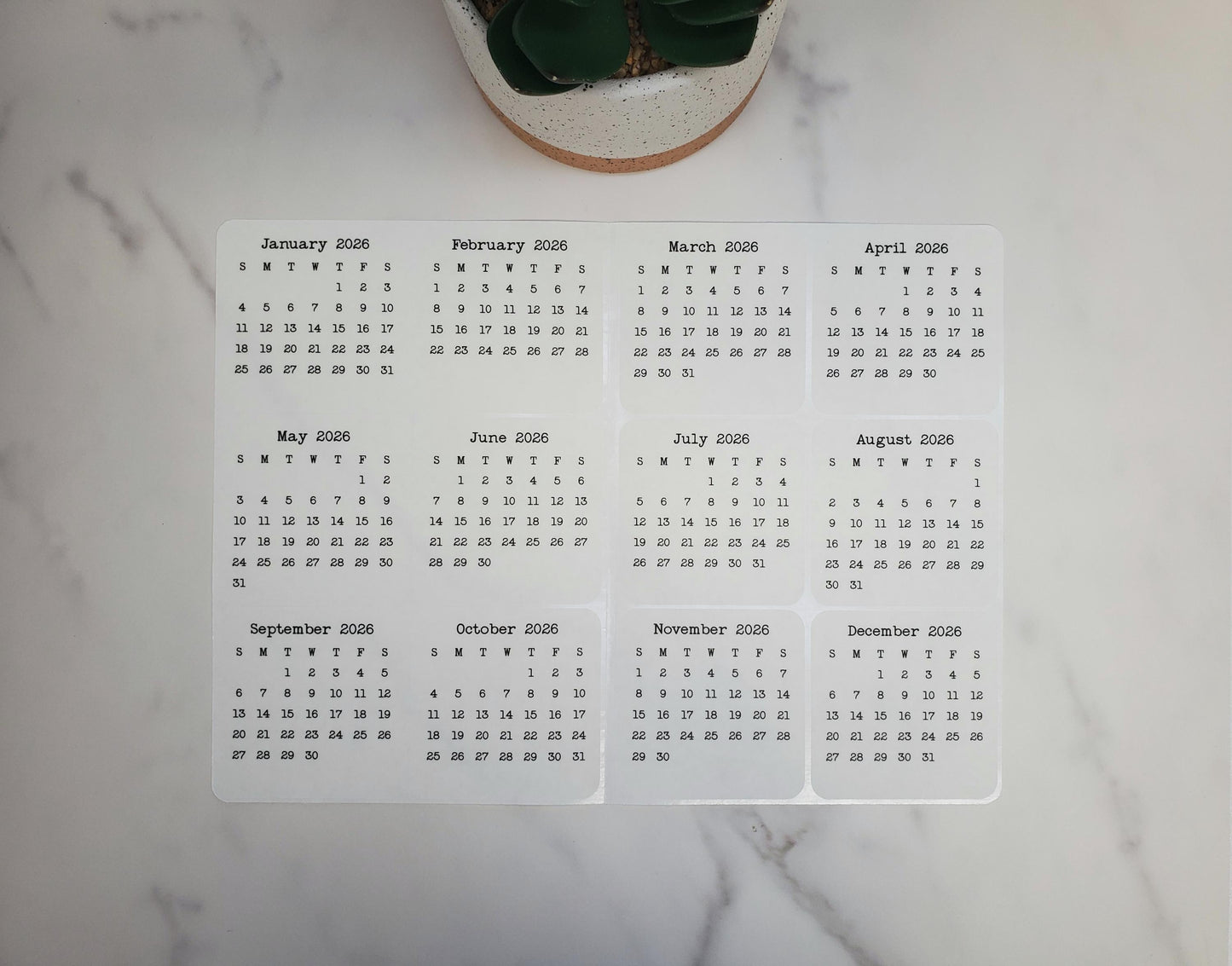 Mini Calendar Stickers