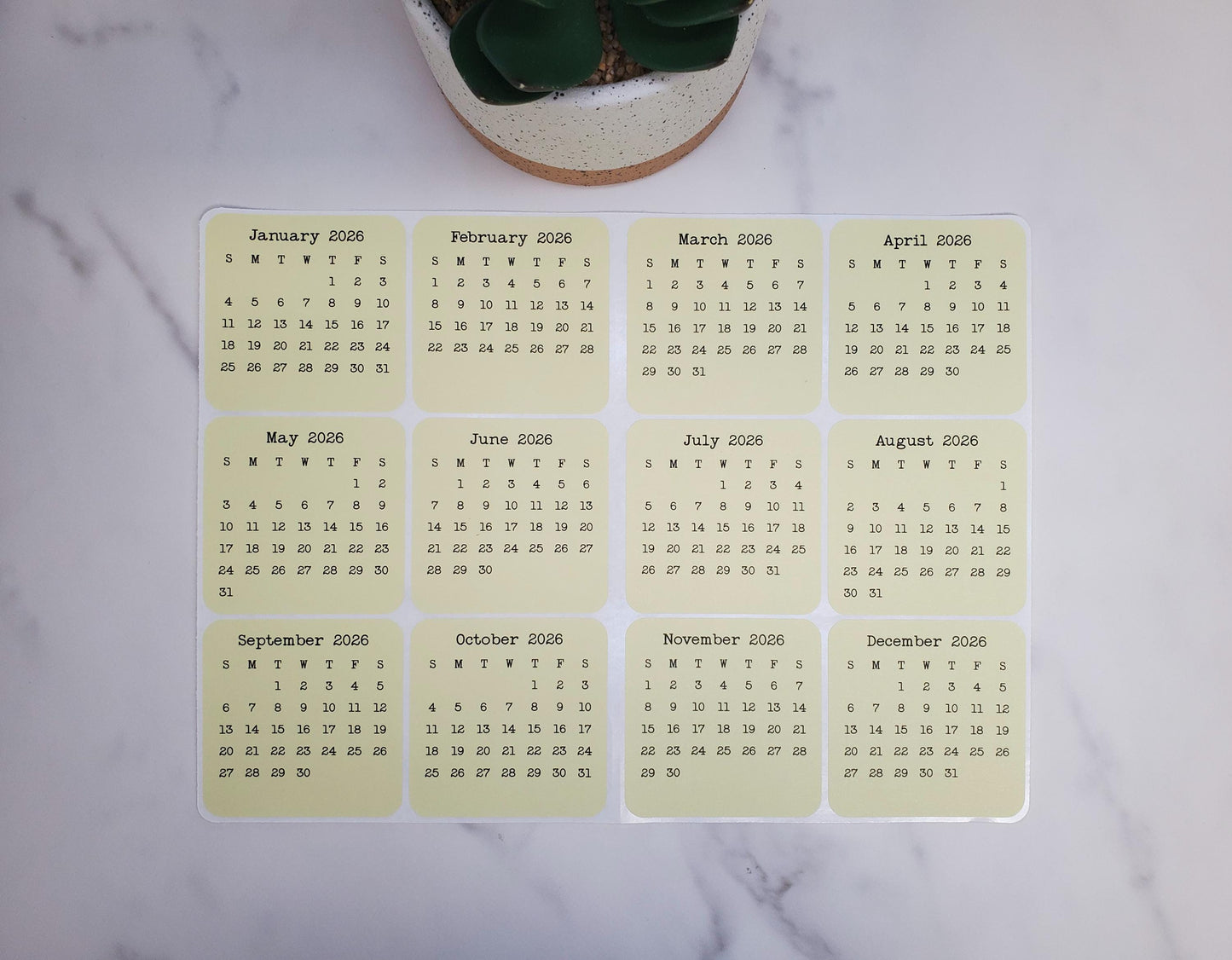 Mini Calendar Stickers