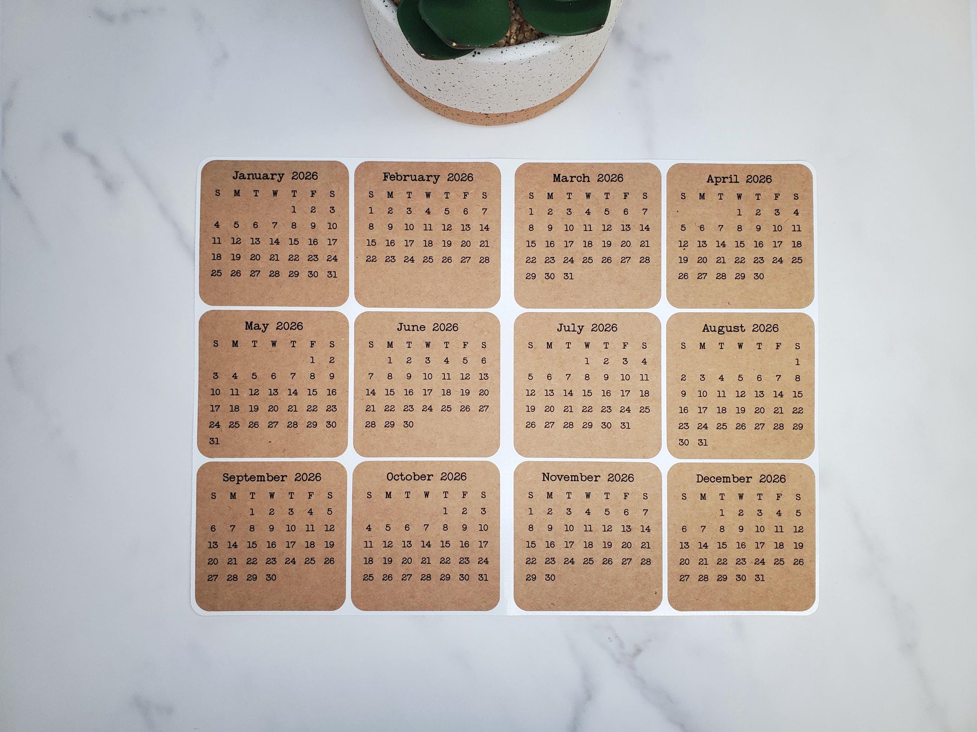 Mini Calendar Stickers