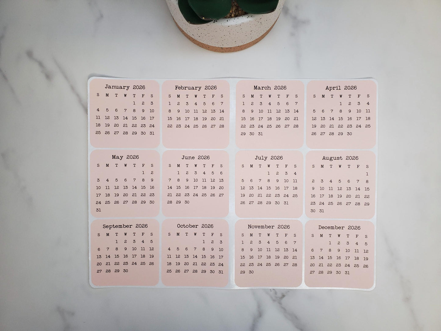 Mini Calendar Stickers