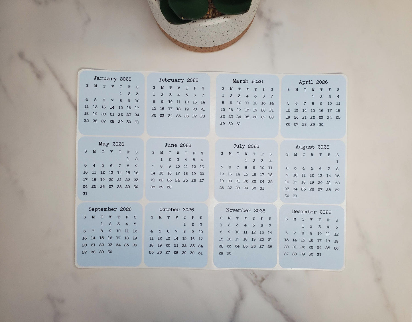 Mini Calendar Stickers