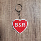 Custom 3D Printed Heart Keychain with First Name Initials | Includes Metal Keyring