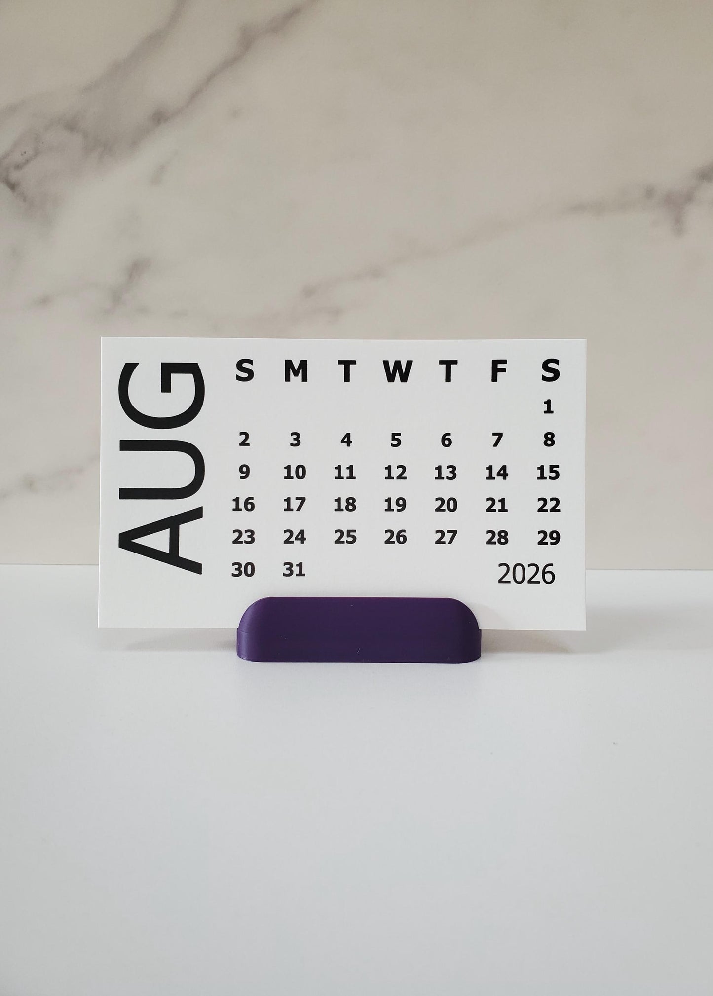 Small Bold Desk Calendar With Optional Stand | Cardstock Calendar | Start On Any Month | 5" x 3"