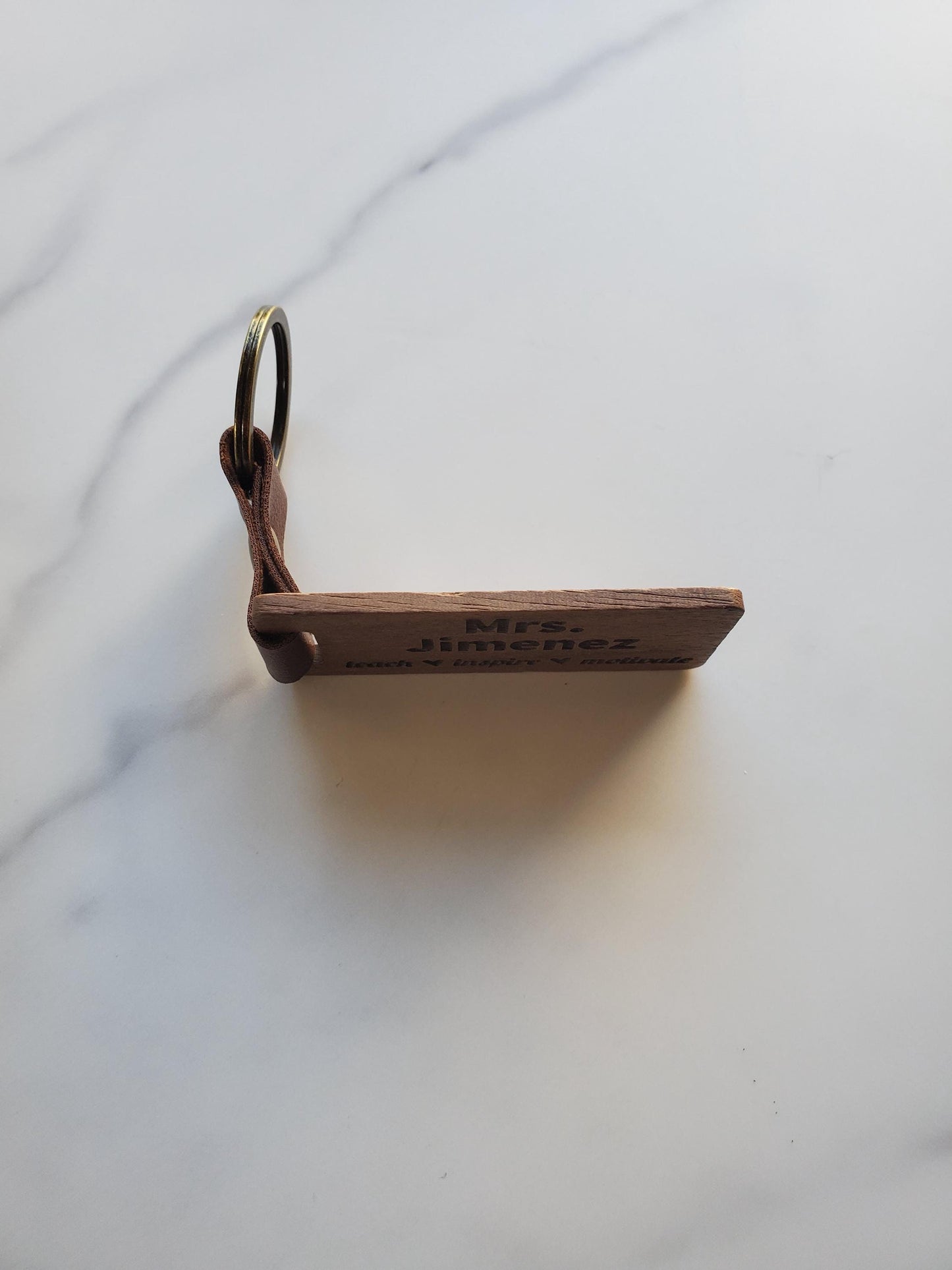 Engraved Custom Name Keychain for Teacher Appreciation Gift | Natural Black Walnut Wood | Style A