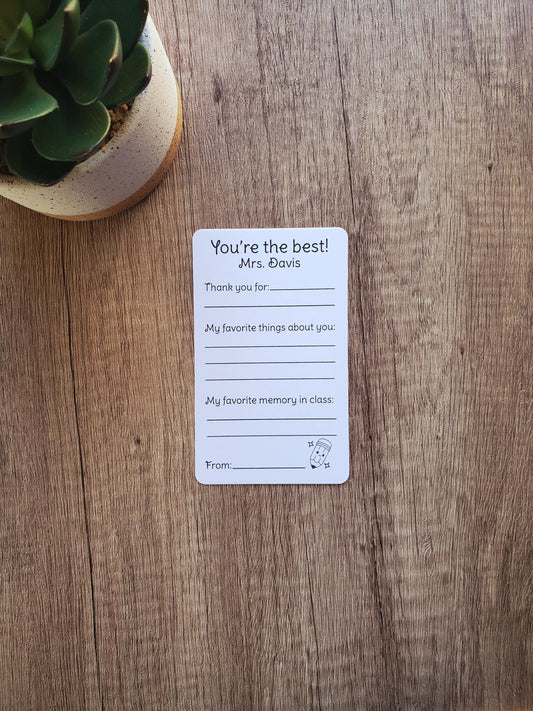 Custom Teacher Appreciation Cards | Class Gift for Teachers | 3" x 5" Cards | Printed and Shipped To You