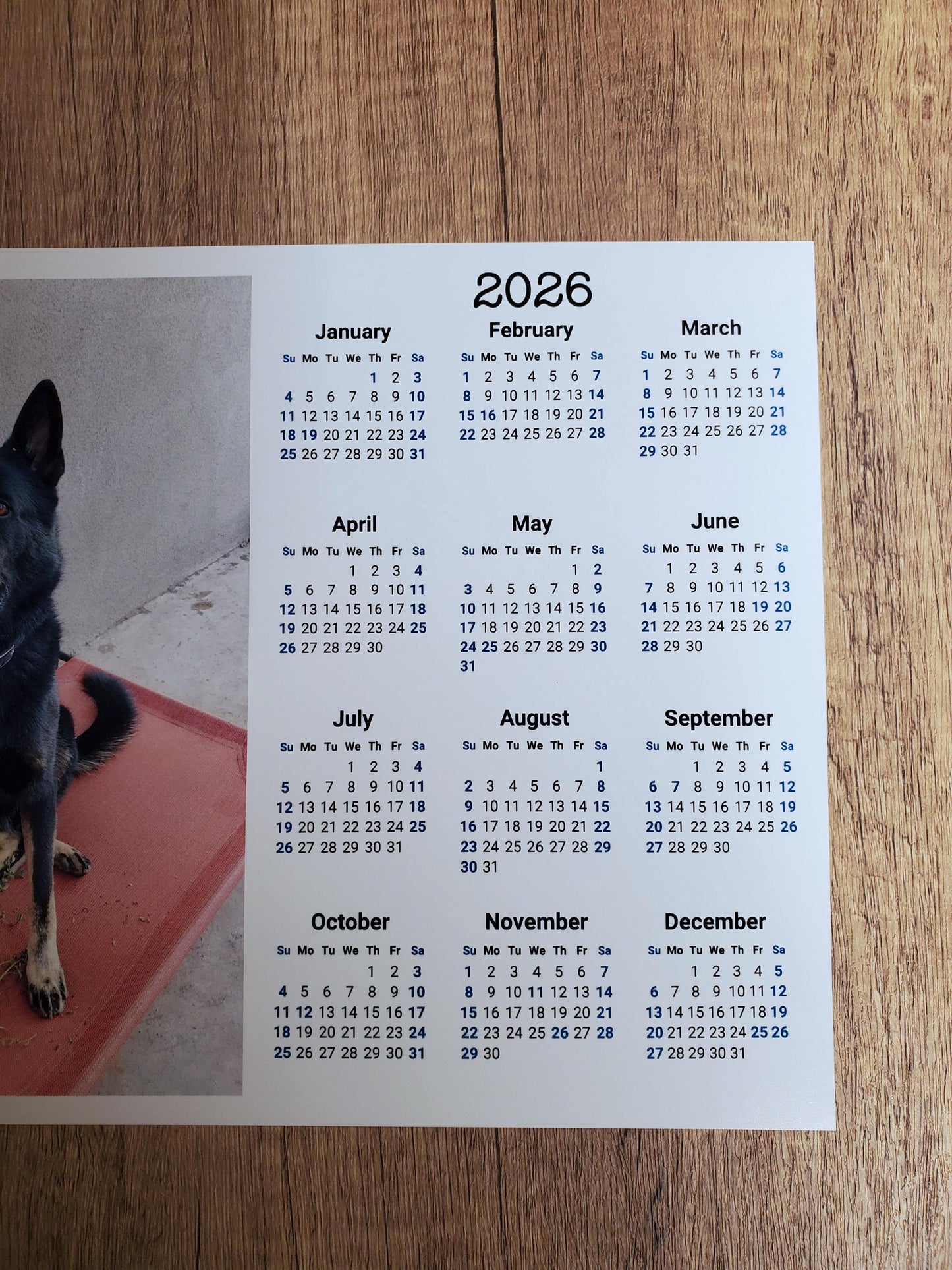 Custom Photo Year At A Glance Landscape Calendar | Start On Any Month | 11" x 8.5" | Printed and shipped to your home