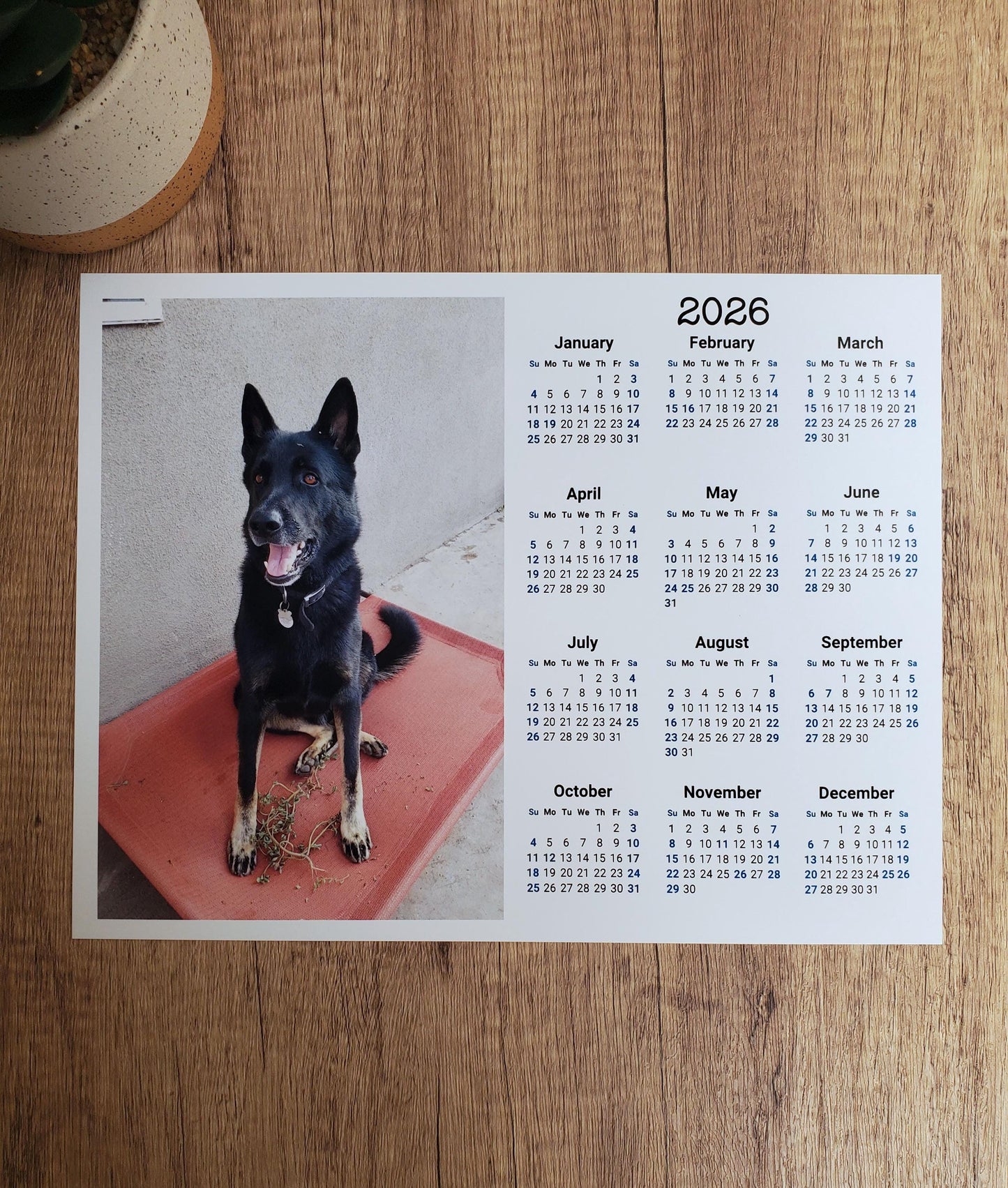 Custom Photo Year At A Glance Landscape Calendar | Start On Any Month | 11" x 8.5" | Printed and shipped to your home