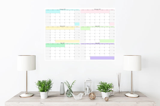 Large Six Month Wall Calendar Starting On Any Month