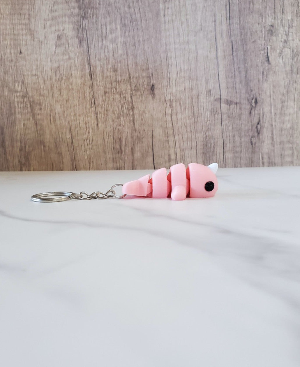 Pink Narwhal Flexible 3D Printed Keychain