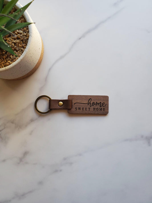 Home Sweet Home Engraved Rectangular Keychain - Style B