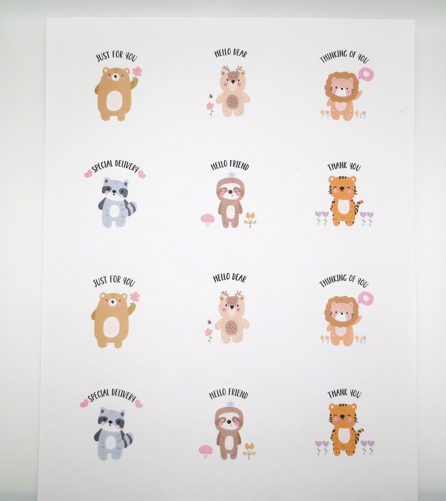 Cute Animal Round Stickers