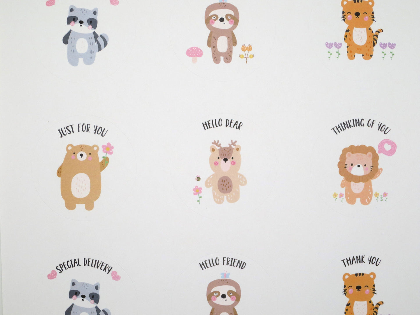 Cute Animal Round Stickers