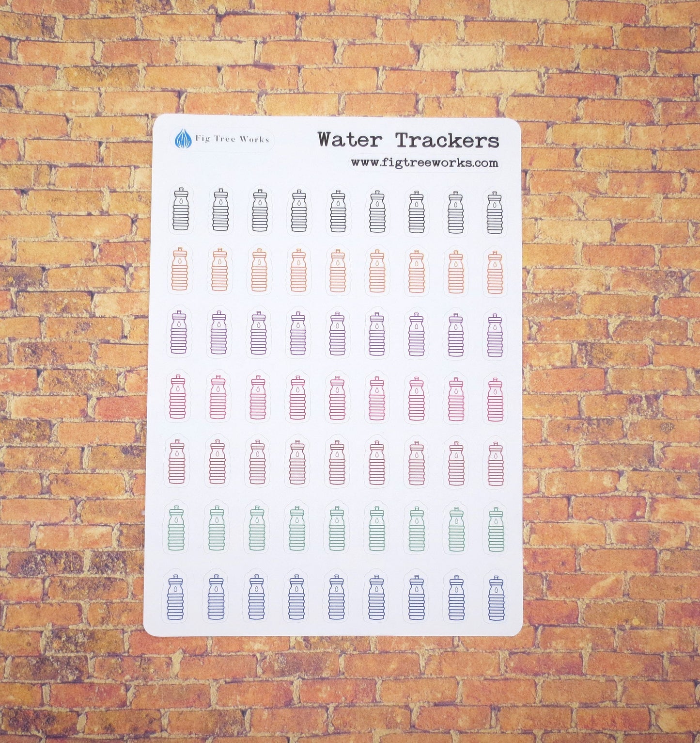 Water Tracker Stickers, Hydrate Water Tracker Sticker Sheet, Kiss Cut, Matte Finish