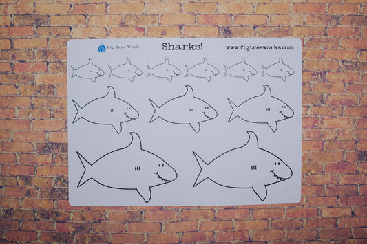 Shark Planner Stickers  | Happy Shark Sticker Sheet, Kiss Cut, Matte Finish | Planner Decoration
