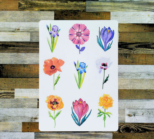 Watercolor Flowers Sticker Sheet