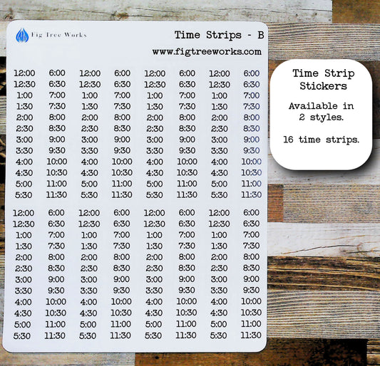 Time Strip Stickers | Planner and Journal Stickers | Matte Finish | Style B