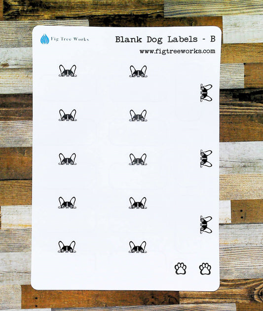 Dog Label Stickers for Planners, Journals, and Notebooks | Blank Labels | Kiss Cut, Matte Finish | Style B